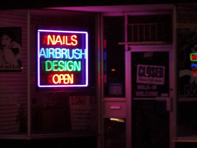 Open sign is up but the business is closed I