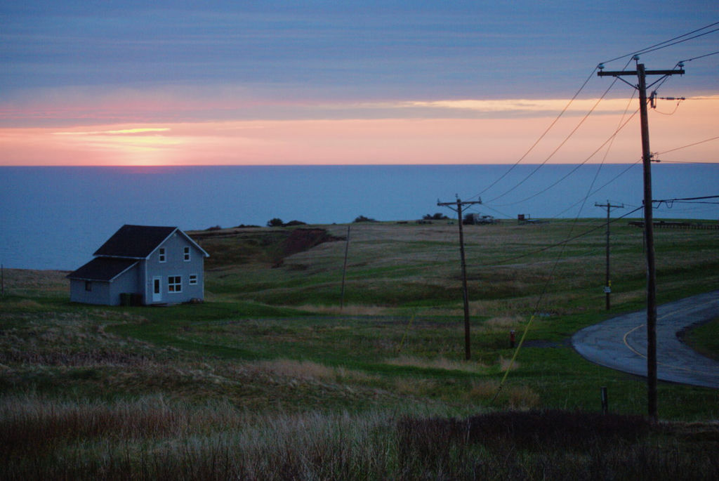Sunset on the shore of a small island.