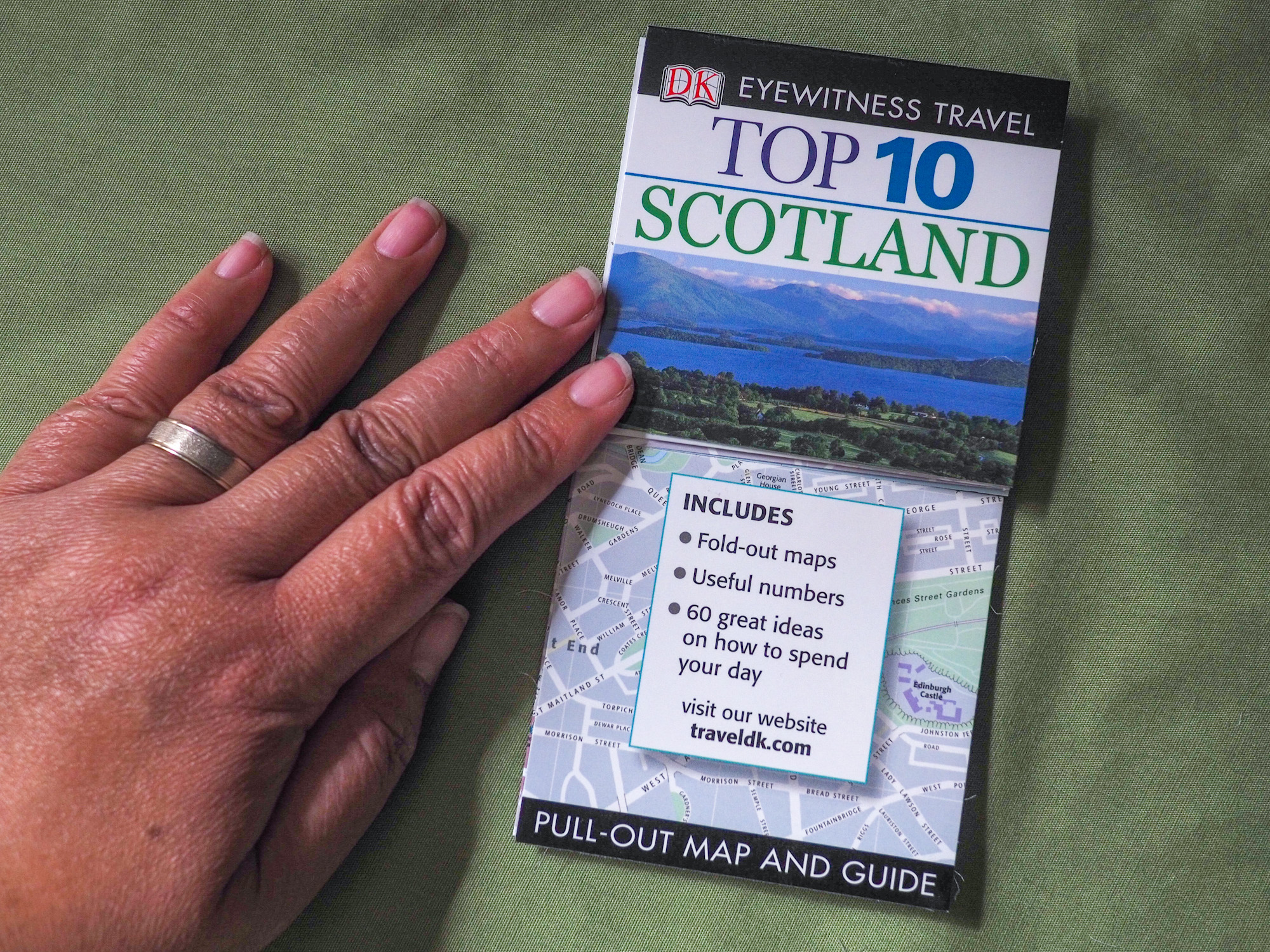 A small, folding paper map of Scotland.